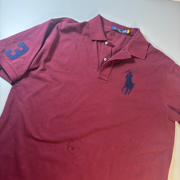 Polo Ralph Lauren Big Pony #3 Polo Shirt Mens XLT Big & Tall Burgundy - Picture 1 of 12